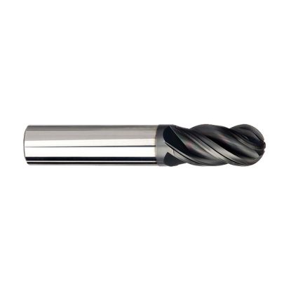 Picture of IMCO 63139 DIA 1/8 SH 0.1250 LOC 0.50 OAL 1.50 End Mill Standard Flute Variable Helix Carbide AlTiN Single End Ball Nose Pow-R-Feed Mill