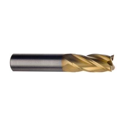 Picture of IMCO 30766 DIA 5/8 SH 0.6250 LOC 1.2500 OAL 3.50 End Mill Standard Flute Standard Helix Carbide TiN Single End Square Sharp General Purpose