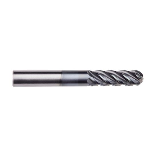 Picture of IMCO 65609 DIA 1 SH 1.00 LOC 4.2500 OAL 7.00 End Mill Standard Flute Standard Helix Carbide AlCrN Single End Ball Nose enDURO Mill