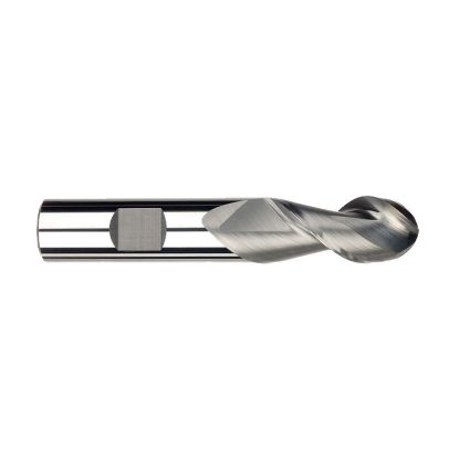 Picture of IMCO 32608 DIA 3/4 SH 0.7500 LOC 1.6250 OAL 4.00 End Mill Standard Flute High Helix Carbide Uncoated Single End Ball Nose Streaker Mill