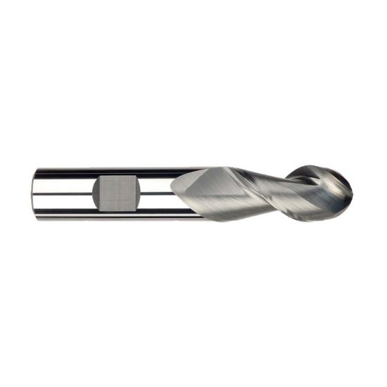 Picture of IMCO 32608 DIA 3/4 SH 0.7500 LOC 1.6250 OAL 4.00 End Mill Standard Flute High Helix Carbide Uncoated Single End Ball Nose Streaker Mill