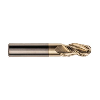 Picture of IMCO 61029 DIA 3/8 SH 0.3750 LOC 0.9375 OAL 2.50 End Mill Standard Flute High Helix Carbide Uncoated Single End Ball Nose Streaker Mill