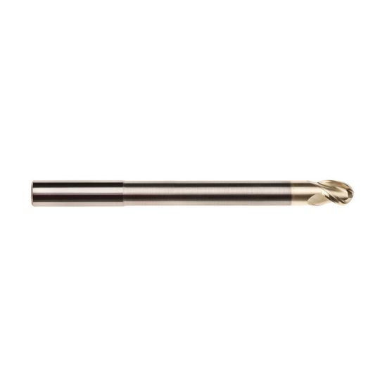 Picture of IMCO 61407 DIA 20MM SH 0.7874 LOC 1.1811 OAL 5.9055 End Mill Standard Flute High Helix Carbide Uncoated Single End Ball Nose Streaker Mill