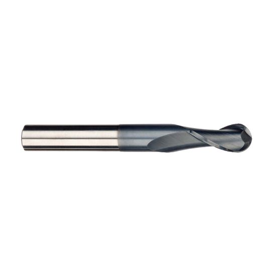 Picture of IMCO 30385 DIA 1/8 SH 0.1250 LOC 0.7500 OAL 2.2500 End Mill Standard Flute Standard Helix Carbide AlTiN Single End Ball Nose General Purpose