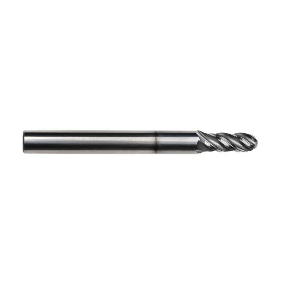 Picture of IMCO 67501 DIA 1/8 SH 0.1250 LOC 0.50 OAL 1.50 End Mill Standard Flute Variable Helix Carbide AlCrN Single End Ball Nose Pow-R-Feed Mill