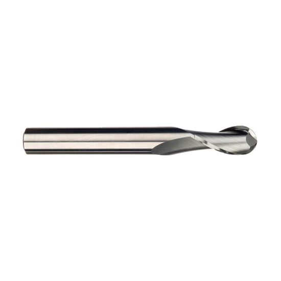 Picture of IMCO 34224 DIA 3/8 SH 0.3750 LOC 1.7500 OAL 4.00 End Mill Standard Flute Standard Helix Carbide Uncoated Single End Ball Nose General Purpose
