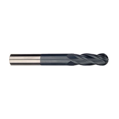 Picture of IMCO 30473 DIA 1/2 SH 0.50 LOC 3.00 OAL 6.00 End Mill Standard Flute Standard Helix Carbide AlTiN Single End Ball Nose General Purpose