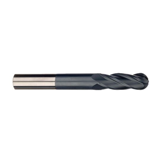 Picture of IMCO 30473 DIA 1/2 SH 0.50 LOC 3.00 OAL 6.00 End Mill Standard Flute Standard Helix Carbide AlTiN Single End Ball Nose General Purpose