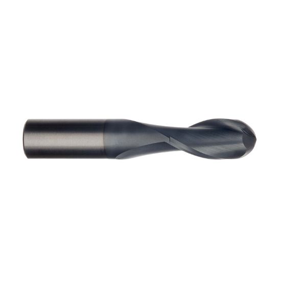 Picture of IMCO 32600 DIA 3MM SH 0.1181 LOC 0.4724 OAL 1.4961 End Mill Standard Flute Standard Helix Carbide AlTiN Single End Ball Nose General Purpose