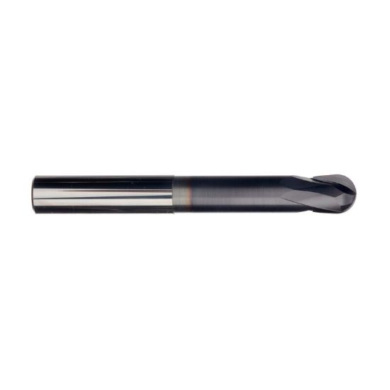 Picture of IMCO 34293 DIA 1/2 SH 0.50 LOC 0.50 OAL 4.00 End Mill Standard Flute Standard Helix Carbide TiAlN Single End Ball Nose Die & Mold Mill