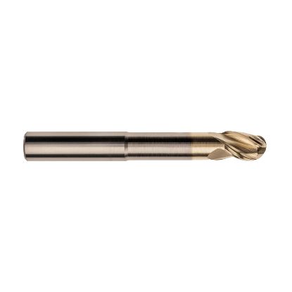 Picture of IMCO 62166 DIA 20MM SH 0.7874 LOC 1.1811 OAL 5.3150 End Mill Standard Flute High Helix Carbide Uncoated Single End Ball Nose Streaker Mill
