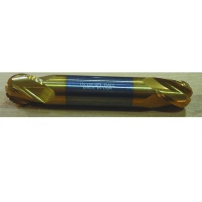 Picture of HTC 199-4750 DIA 3/4 SH 0.7500 LOC 0.8750 OAL 4.00 End Mill Standard Flute Standard Helix Carbide TiN Double End Ball Nose