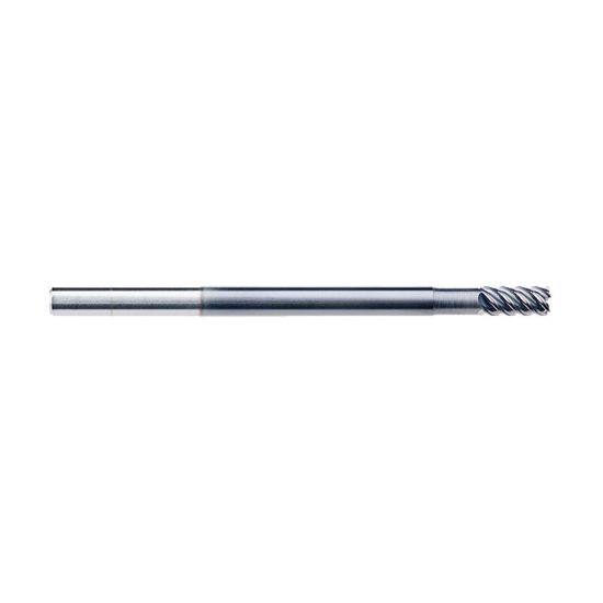 Picture of IMCO 69491 DIA 1/8 SH 0.1250 LOC 0.2500 OAL 2.50 End Mill Standard Flute High Helix Carbide AlTiN Single End Corner Radius 0.0150 0.38MM Omega-6 Mill