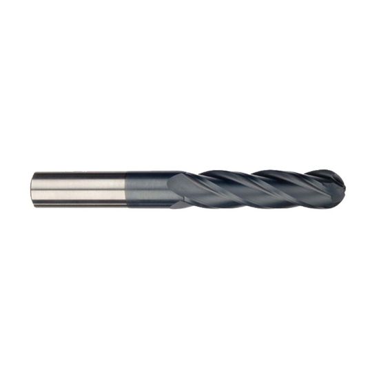 Picture of IMCO 97844 DIA 1/4 SH 0.2500 LOC 1.50 OAL 6.00 End Mill Standard Flute Standard Helix Carbide AlTiN Single End Ball Nose General Purpose