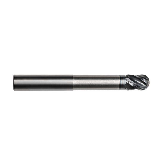 Picture of IMCO 67812 DIA 3/4 SH 0.7500 LOC 1.00 OAL 5.00 End Mill Standard Flute Variable Helix Carbide AlCrN Single End Ball Nose Pow-R-Feed Mill