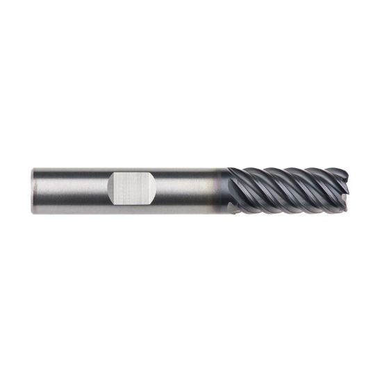 Picture of IMCO 69252 DIA 5/8 SH 0.6250 LOC 1.3750 OAL 3.50 End Mill Standard Flute High Helix Carbide AlTiN Single End Corner Radius 0.0600 1.52MM Omega-6 Mill