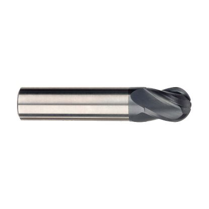 Picture of IMCO 39838 DIA 2MM SH 0.1181 LOC 0.2480 OAL 1.4961 End Mill Standard Flute Standard Helix Carbide AlTiN Single End Ball Nose General Purpose