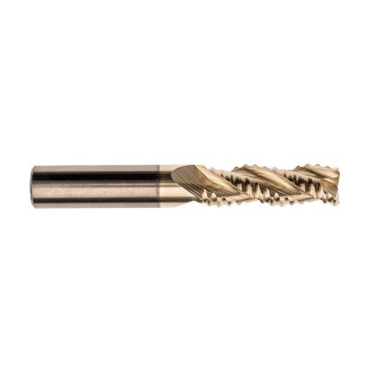 Picture of IMCO 61109 DIA 1/4 SH 0.2500 LOC 1.00 OAL 3.00 End Mill Standard Flute High Helix Carbide Uncoated Single End Corner Radius 0.0150 0.38MM Streaker Mill