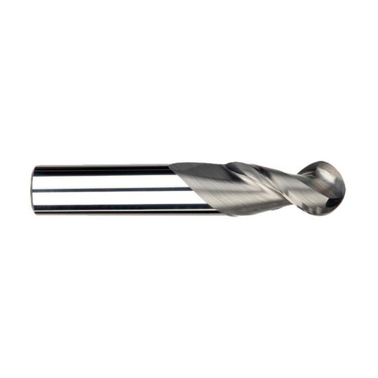 Picture of IMCO 62420 DIA 20MM SH 0.7874 LOC 1.4961 OAL 4.0945 End Mill Standard Flute High Helix Carbide Uncoated Single End Ball Nose Streaker Mill