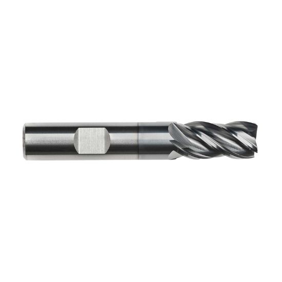 Picture of IMCO 68167 DIA 1 SH 1.00 LOC 1.7500 OAL 4.00 End Mill Standard Flute Variable Helix Carbide AlCrN Single End Corner Radius 0.0300 0.76MM Pow-R-Feed Mill