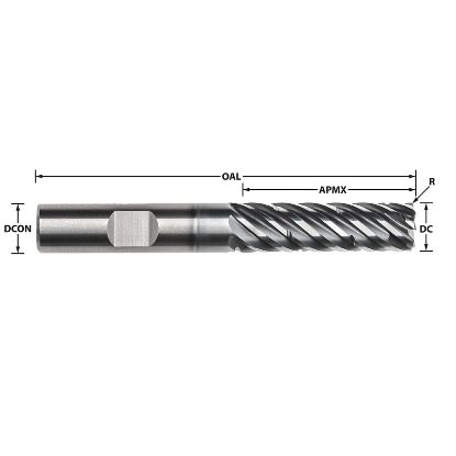 Picture of IMCO 63353 DIA 16MM SH 0.6299 LOC 1.8898 OAL 4.3307 End Mill Standard Flute Standard Helix Carbide AlCrN Single End Corner Radius 0.0394 1.00MM Pow-R-Path Mill