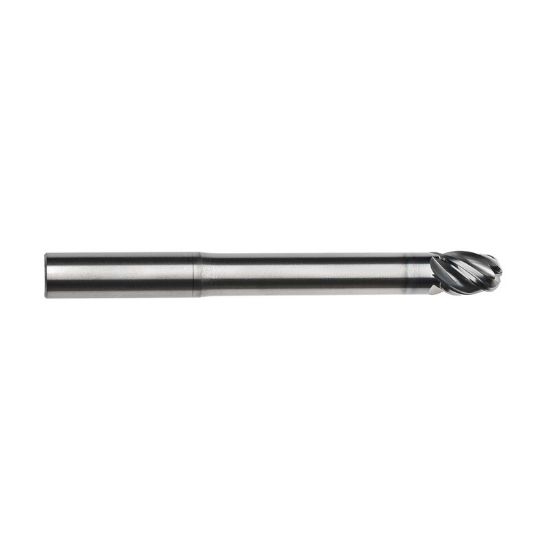 Picture of IMCO 67802 DIA 5/8 SH 0.6250 LOC 0.7500 OAL 6.00 End Mill Standard Flute Variable Helix Carbide AlCrN Single End Ball Nose Pow-R-Feed Mill