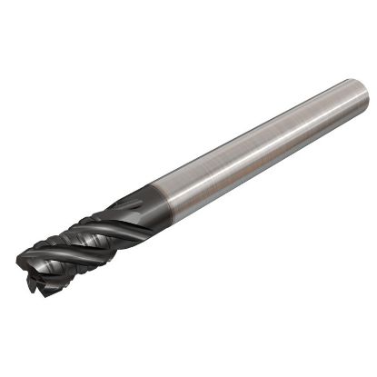 Picture of ISCAR ECPI-E4L 375-750/1.25C375 IC900 DIA 3/8 SH 0.3750 LOC 0.7500 OAL 3.00 End Mill Standard Flute Standard Helix Carbide AlTiN Single End 45.0° Chamfer Solid-SHRED