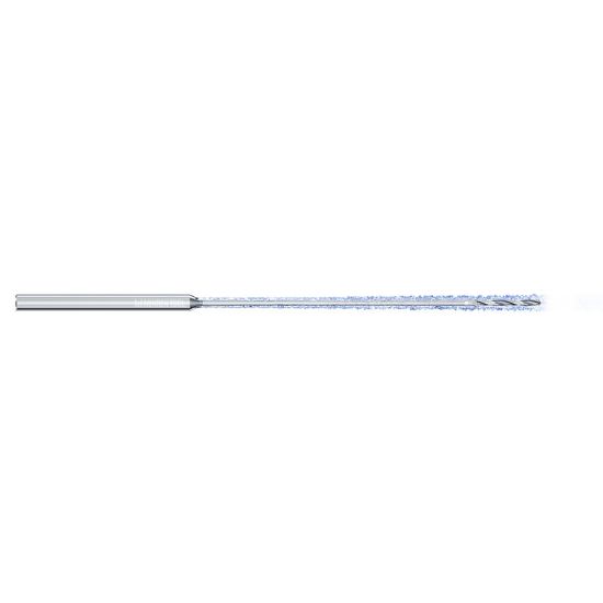 Picture of MIKRON 2.CFS.50117.IK.0 Carbide Drill Coolant Thru 140° 0.046 Diameter Cylindrical 0.118 3.740 OAL 2 Flute 50.0XD
