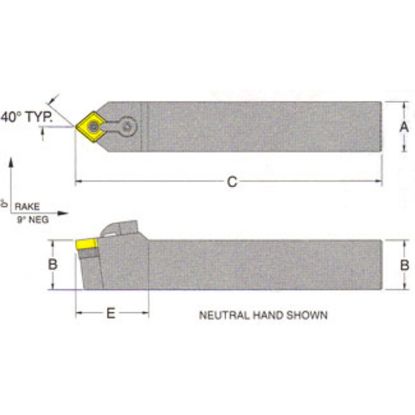 Picture of RMC MCMNN-16-4DTurning Stick Tool 80.0° Insert Square 1.000 6.000 Oal Left Hand