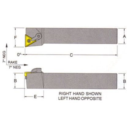 Picture of RMC MTFNR-12-3BTurning Stick Tool Triangle Insert Square 0.750 5.000 Oal Right Hand