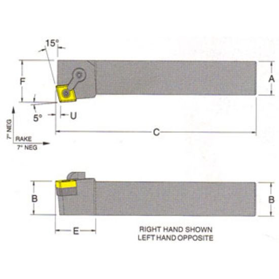 Picture of RMC MCKNR-24-6DTurning Stick Tool 80.0° Insert Square 1.500 6.000 Oal Right Hand