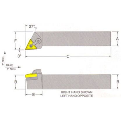 Picture of RMC MTJNR-20-5DTurning Stick Tool Triangle Insert Square 1.250 6.000 Oal Right Hand