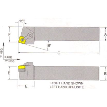 Picture of RMC MSRNR-12-4BTurning Stick Tool Square Insert Square 0.750 4.500 Oal Right Hand