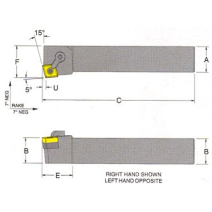 Picture of RMC MCKNR-12-4BTurning Stick Tool 80.0° Insert Square 0.750 5.000 Oal Right Hand
