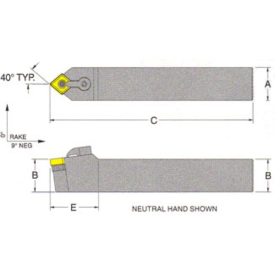 Picture of RMC MCMNN-24-6DTurning Stick Tool 80.0° Insert Square 1.500 6.000 Oal Left Hand