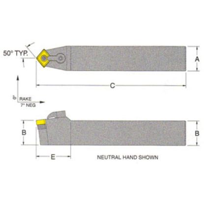 Picture of RMC MCYNN-12-4BTurning Stick Tool 80.0° Insert Square 0.750 5.000 Oal Left Hand