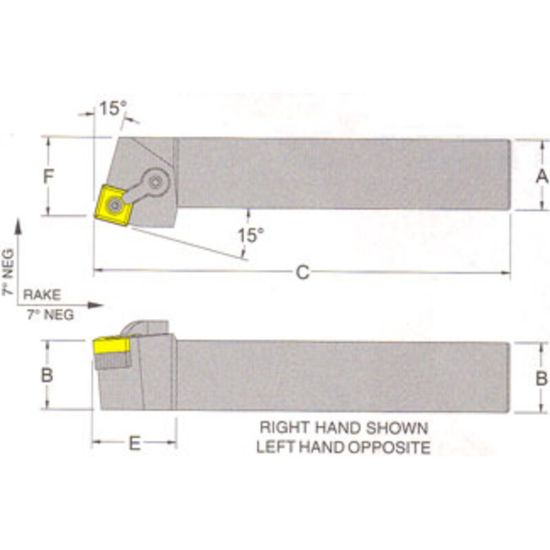 Picture of RMC MSRNR-10-3BTurning Stick Tool Square Insert Square 0.625 4.500 Oal Right Hand