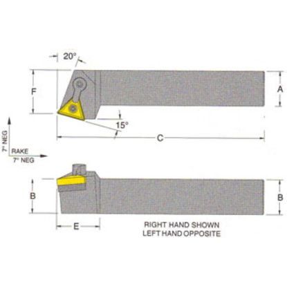 Picture of RMC MTRNL-10-3BTurning Stick Tool Triangle Insert Square 0.625 5.000 Oal Left Hand