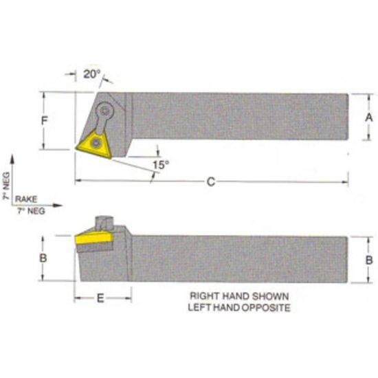 Picture of RMC MTRNL-10-3BTurning Stick Tool Triangle Insert Square 0.625 5.000 Oal Left Hand