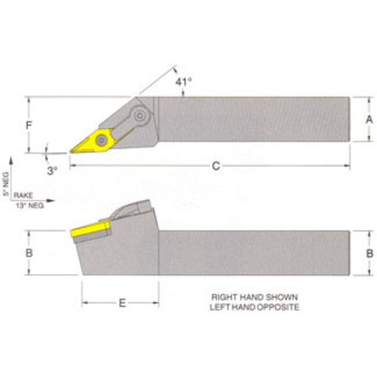 Picture of RMC MVJNR-16-3DTurning Stick Tool 35.0° Insert Square 1.000 6.000 Oal Right Hand