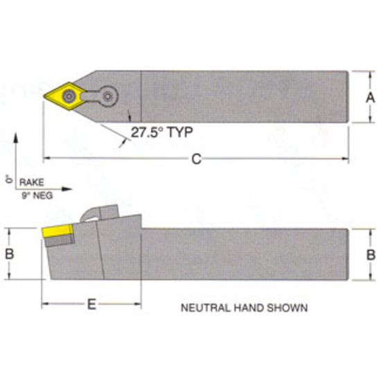 Picture of RMC MDPNN-24-5DTurning Stick Tool 55.0° Insert Square 1.500 6.000 Oal Left Hand