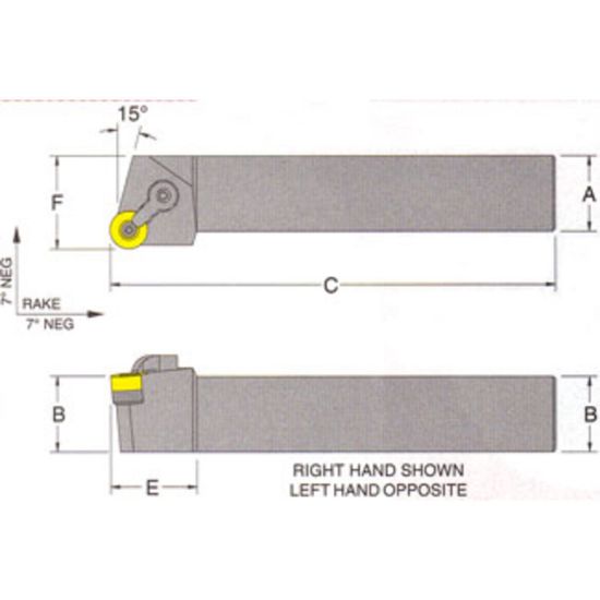Picture of RMC MRGNL-24-6ETurning Stick Tool Round Insert Square 1.500 7.000 Oal Left Hand