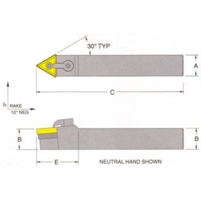 Picture of RMC MTENN-10-3BTurning Stick Tool Triangle Insert Square 0.625 5.000 Oal Left Hand