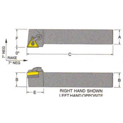 Picture of RMC MTGNR-20-5DTurning Stick Tool Triangle Insert Square 1.250 6.000 Oal Right Hand