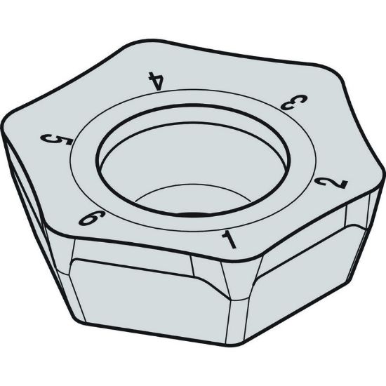 Picture of WIDIA/KENNAMETAL HPGT06T3DZERLD WP40Powder Metal Milling Insert Hexagon AlCrN + TiAlN 0.038 Corner Radius