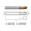 Picture of WIDIN DA702004 DIA 1/8 SH 0.2500 LOC 0.1250 OAL 2.50 End Mill Standard Flute Standard Helix Carbide AlTiN Single End Ball Nose Z-STAR