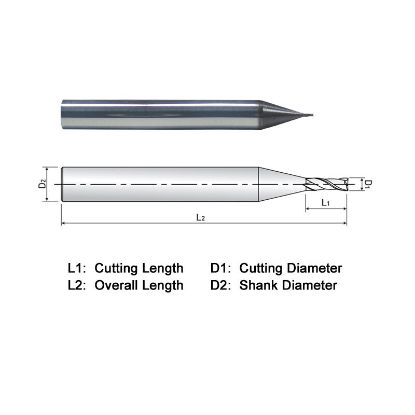 Picture of WIDIN MZ502055 DIA 0.055 SH 0.1250 LOC 0.1570 OAL 1.50 End Mill Standard Flute Standard Helix Carbide AlTiN Single End Square Sharp Z-CLASSIC