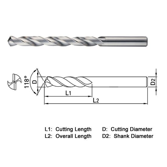 Picture of WIDIN SSDL039 3.90MM DIA 118° Point 2 Flute 8XD Drill