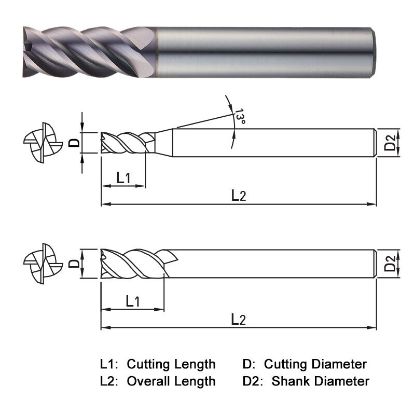 Picture of WIDIN TX304H160 DIA 16MM SH 0.6299 LOC 1.2598 OAL 3.5433 End Mill Standard Flute High Helix Carbide TiAlN Single End Square Sharp THUNDER