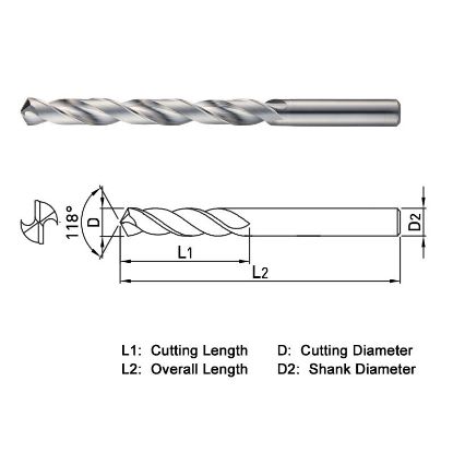Picture of WIDIN SSDL037 3.70MM DIA 118° Point 2 Flute 8XD Drill